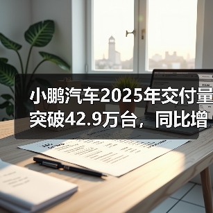 小鹏汽车2025年交付量突破42.9万台,同比增长126%(图1) 小鹏汽车2025年交付量突破42.9万台,同比增长126%(图1)