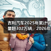 吉利汽车2025年累计销量超302万辆,2026年冲击总销量345万辆(图4) 吉利汽车2025年累计销量超302万辆,2026年冲击总销量345万辆(图4)