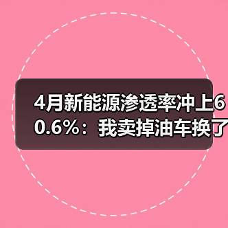 4月新能源渗透率冲上60.6%：我卖掉油车换了电车，用了半年后悔了（图2）